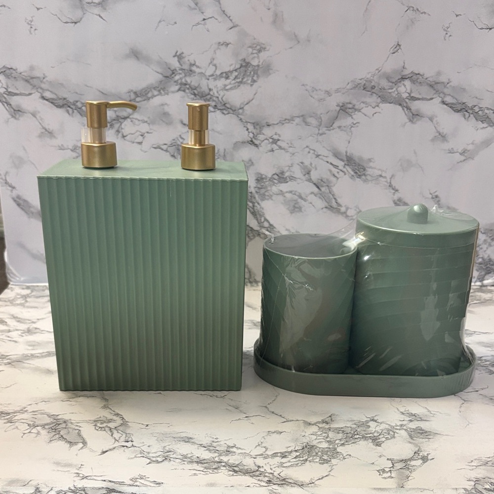 Modern Sage Green Bathroom Accessory Set